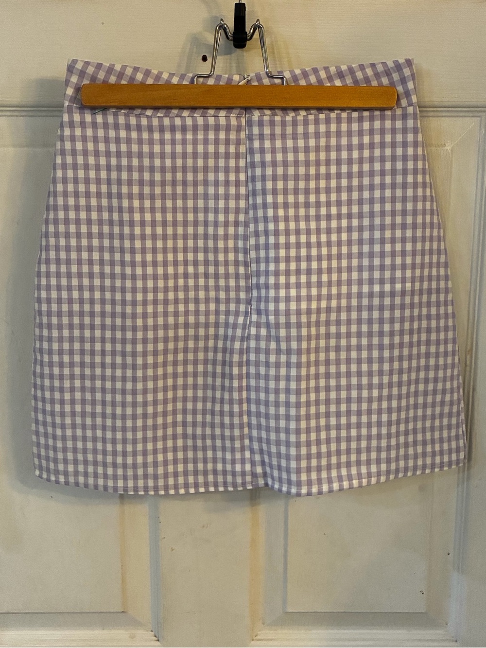 Shekou lavender gingham high-waisted mini skirt, Size: M